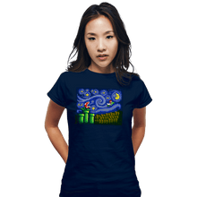 Load image into Gallery viewer, Daily_Deal_Shirts Fitted Shirts, Woman / Small / Navy Starry Flight