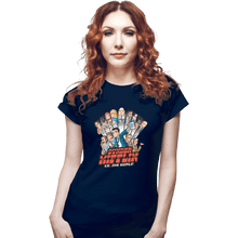 Load image into Gallery viewer, Daily_Deal_Shirts Fitted Shirts, Woman / Small / Navy Dunder Mifflin VS. The World