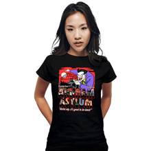 Load image into Gallery viewer, Daily_Deal_Shirts Fitted Shirts, Woman / Small / Black Greetings From The Asylum