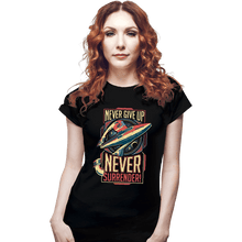 Load image into Gallery viewer, Secret_Shirts Fitted Shirts, Woman / Small / Black Never Surrender!