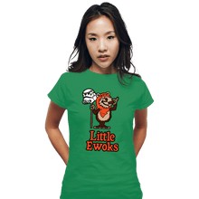 Load image into Gallery viewer, Daily_Deal_Shirts Fitted Shirts, Woman / Small / Irish Green Little Ewoks