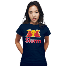 Load image into Gallery viewer, Shirts Fitted Shirts, Woman / Small / Navy Slurm Energy Drink