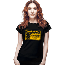 Load image into Gallery viewer, Daily_Deal_Shirts Fitted Shirts, Woman / Small / Black Cthulhu Warning