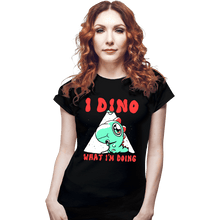 Load image into Gallery viewer, Shirts Fitted Shirts, Woman / Small / Black Confused Dino