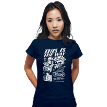 Load image into Gallery viewer, Daily_Deal_Shirts Fitted Shirts, Woman / Small / Navy Mando Space Lines