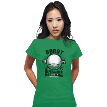 Load image into Gallery viewer, Shirts Fitted Shirts, Woman / Small / Irish Green Robot Depreciation Society