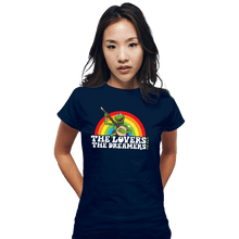 Load image into Gallery viewer, Daily_Deal_Shirts Fitted Shirts, Woman / Small / Navy Rainbow Connection
