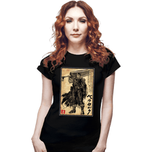 Load image into Gallery viewer, Daily_Deal_Shirts Fitted Shirts, Woman / Small / Black Black Swordsman Woodblock