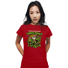 Load image into Gallery viewer, Daily_Deal_Shirts Fitted Shirts, Woman / Small / Red Christmas Ninjas