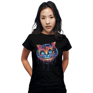 Shirts Fitted Shirts, Woman / Small / Black Colorful Cat