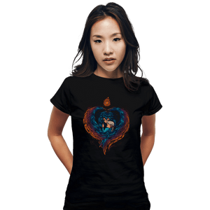 Shirts Fitted Shirts, Woman / Small / Black Heart On Fire