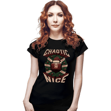Load image into Gallery viewer, Shirts Fitted Shirts, Woman / Small / Black Chaotic Nice Christmas