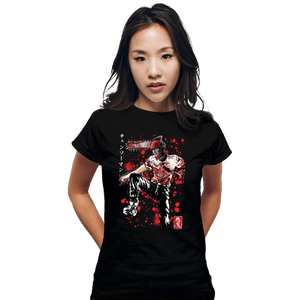 Daily_Deal_Shirts Fitted Shirts, Woman / Small / Black Chainsaw Sumi-E