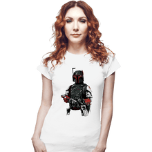 Load image into Gallery viewer, Shirts Fitted Shirts, Woman / Small / White Mandalorian Bounterhunter