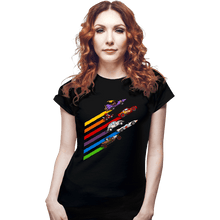 Load image into Gallery viewer, Daily_Deal_Shirts Fitted Shirts, Woman / Small / Black Racing Streaks