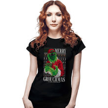 Load image into Gallery viewer, Daily_Deal_Shirts Fitted Shirts, Woman / Small / Black Merry Grouchmas Ugly Sweater