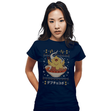 Load image into Gallery viewer, Shirts Fitted Shirts, Woman / Small / Navy Fat Chocobo Ramen Christmas Sweater