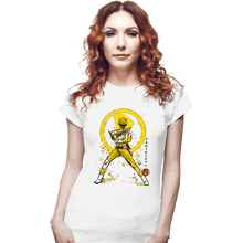 Load image into Gallery viewer, Shirts Fitted Shirts, Woman / Small / White Yellow Ranger Sumi-e