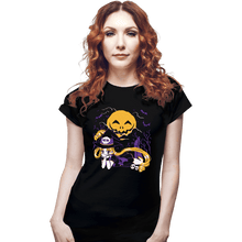 Load image into Gallery viewer, Daily_Deal_Shirts Fitted Shirts, Woman / Small / Black Magical Halloween Moon