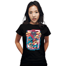 Load image into Gallery viewer, Daily_Deal_Shirts Fitted Shirts, Woman / Small / Black Retro Heroes