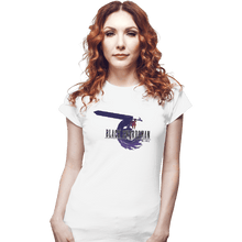 Load image into Gallery viewer, Shirts Fitted Shirts, Woman / Small / White Black Swordsman