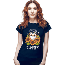 Load image into Gallery viewer, Daily_Deal_Shirts Fitted Shirts, Woman / Small / Navy Summer Kitten Sniffles
