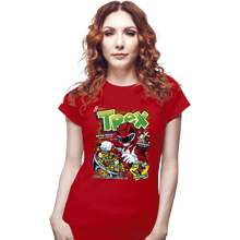 Load image into Gallery viewer, Daily_Deal_Shirts Fitted Shirts, Woman / Small / Red T-Rex Cereal