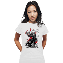 Load image into Gallery viewer, Daily_Deal_Shirts Fitted Shirts, Woman / Small / White Lone Swordsman sumi-e
