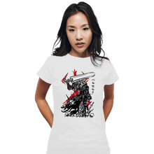 Load image into Gallery viewer, Daily_Deal_Shirts Fitted Shirts, Woman / Small / White Lone Swordsman sumi-e