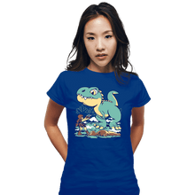 Load image into Gallery viewer, Secret_Shirts Fitted Shirts, Woman / Small / Royal Blue T-Rex Surprise