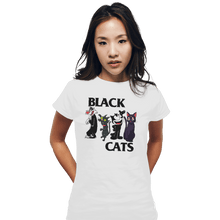 Load image into Gallery viewer, Shirts Fitted Shirts, Woman / Small / White Black Cats Flag
