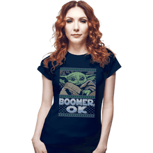 Load image into Gallery viewer, Shirts Fitted Shirts, Woman / Small / Navy Boomer Ok Baby Yoda Sweater