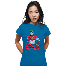 Load image into Gallery viewer, Shirts Fitted Shirts, Woman / Small / Sapphire Planeteer Call