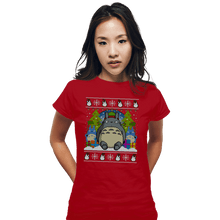 Load image into Gallery viewer, Secret_Shirts Fitted Shirts, Woman / Small / Red Festive Forest Fun