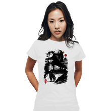 Load image into Gallery viewer, Daily_Deal_Shirts Fitted Shirts, Woman / Small / White The Bounty Hunter In The desert Sumi-e
