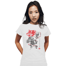 Load image into Gallery viewer, Shirts Fitted Shirts, Woman / Small / White Twilight Wolf Sumi-e