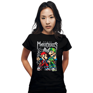 Daily_Deal_Shirts Fitted Shirts, Woman / Small / Black Super Metal Bros