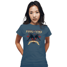 Load image into Gallery viewer, Daily_Deal_Shirts Fitted Shirts, Woman / Small / Indigo Blue Terror Dogs