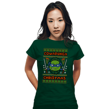Load image into Gallery viewer, Shirts Fitted Shirts, Woman / Small / Irish Green Leonardo Christmas