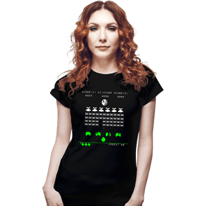 Daily_Deal_Shirts Fitted Shirts, Woman / Small / Black Star Invaders