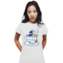 Load image into Gallery viewer, Shirts Fitted Shirts, Woman / Small / White The Great Kanagawa Tea