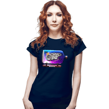 Load image into Gallery viewer, Daily_Deal_Shirts Fitted Shirts, Woman / Small / Navy Spaceship In A Bottle