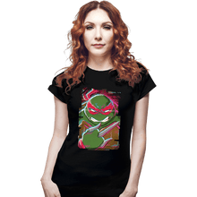 Load image into Gallery viewer, Daily_Deal_Shirts Fitted Shirts, Woman / Small / Black Glitch Raphael