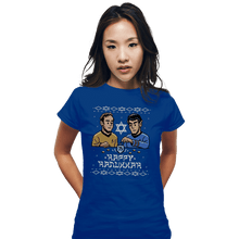 Load image into Gallery viewer, Daily_Deal_Shirts Fitted Shirts, Woman / Small / Royal Blue Celebrate Hanukkah