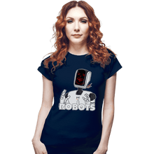 Load image into Gallery viewer, Daily_Deal_Shirts Fitted Shirts, Woman / Small / Navy Robots
