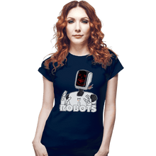 Load image into Gallery viewer, Daily_Deal_Shirts Fitted Shirts, Woman / Small / Navy Robots