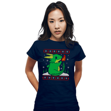 Load image into Gallery viewer, Shirts Fitted Shirts, Woman / Small / Navy Ugly Dragon Christmas