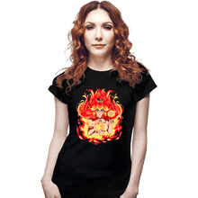 Load image into Gallery viewer, Daily_Deal_Shirts Fitted Shirts, Woman / Small / Black Peach Fire