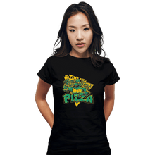 Load image into Gallery viewer, Shirts Fitted Shirts, Woman / Small / Black Pizza Time
