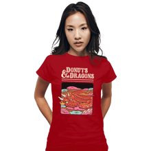 Load image into Gallery viewer, Shirts Fitted Shirts, Woman / Small / Red Donuts And Dragons